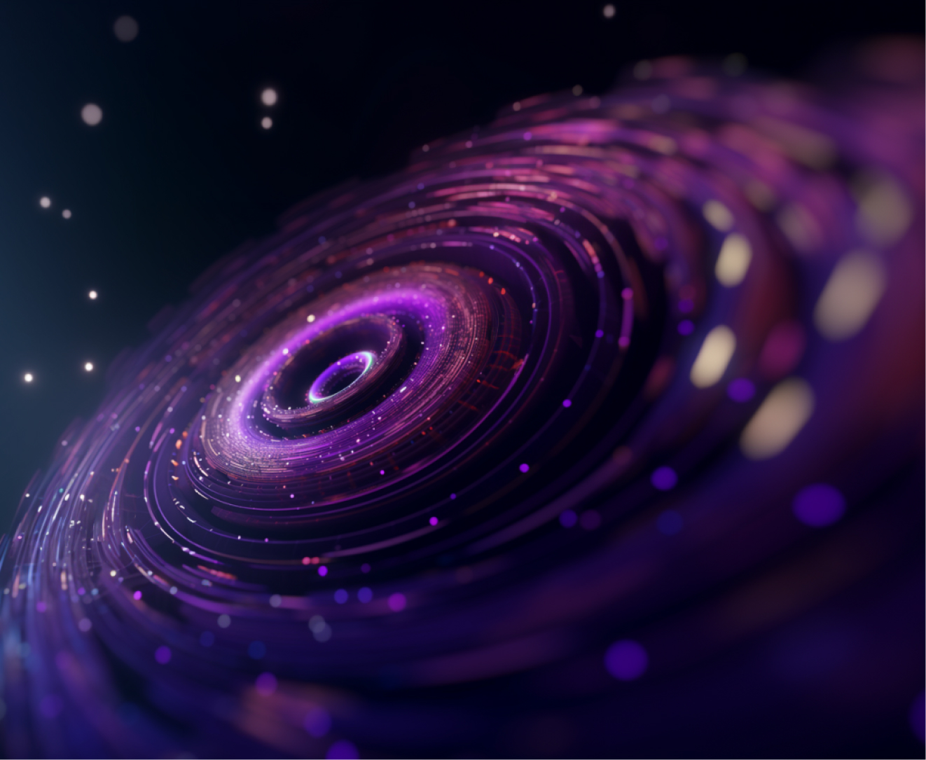 Futuristic glowing purple spiral design with a cybernetic aesthetic.